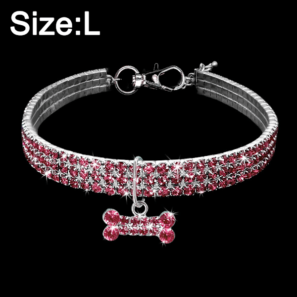 Upeat 3-riviset timanttikorun kaulakorut lemmikkikissalle ja -koiralle, Bling Rhinestone