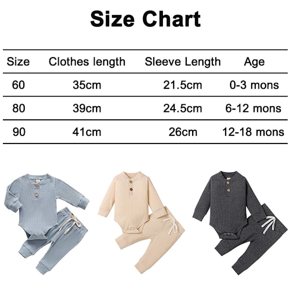 Nyfödda Babyflicka Pojke Höstkläder Outfits Långärmad Stickad Bomullsromper & Byxor Spädbarn Vinterset