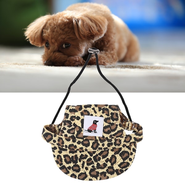 Justerbar Baseballkeps för Hundar, Snygg Sommarhatt med 2 Öronhål för Utomhuscamping, Resor, Leopard S