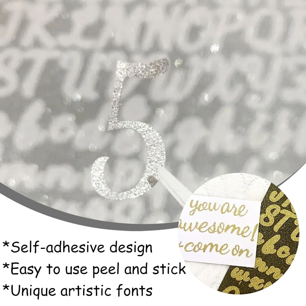 912 Stykker 12 Ark Selvklebende Glitterbokstavklistremerker for Klasseromdekor, DIY Håndverk Kunstproduksjon, Bedrift, Adresse Nummer