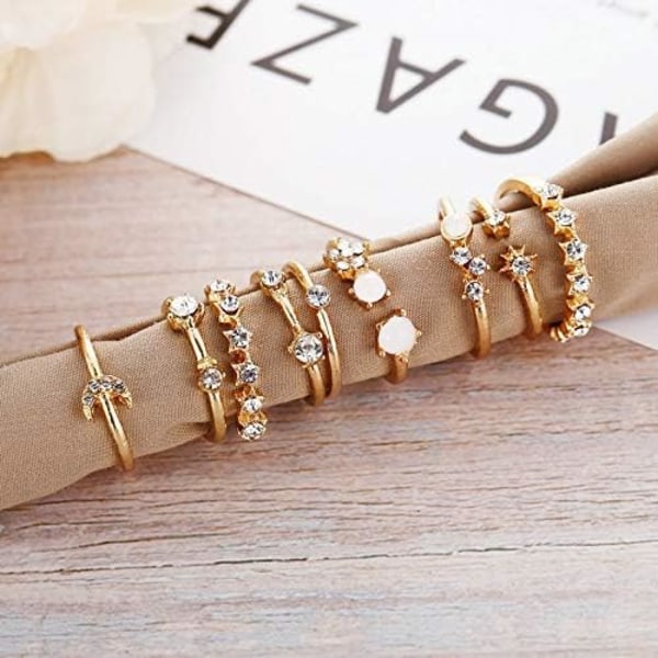 Ring Gull Boho Ring Jente Vintage Gem Krystall Ring Knuckle Knot Ringsett Tenåring Fest Daglig Ferie Smykker Gave