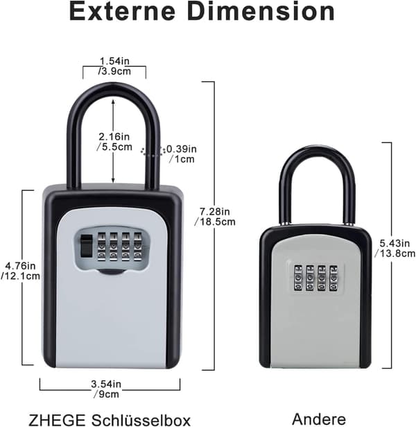 Portable Key Safe with Removable Shackle (No Installation Required)