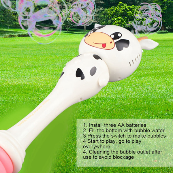 Bubbelblåsare Svans Pojkar Flickor Småbarn Elektronisk Bubbelblåsande Leksak med Bubbelvätska Cow Electronic