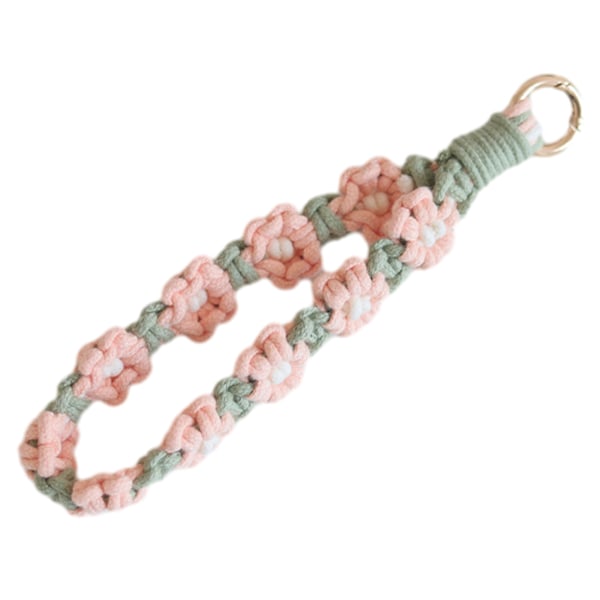 Blød håndledsrem nøglering snor Håndlavede snore til nøgler Søde blomster håndleds nøgleringe Armbåndsholder Kvinder