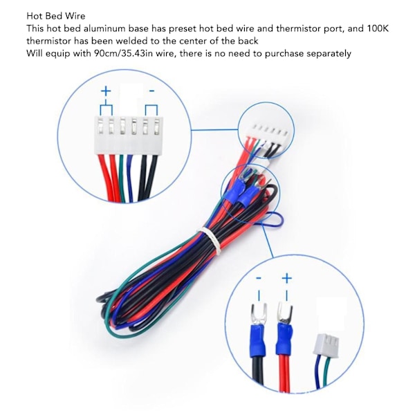 3D-skrivaruppvärmd bädd 220x220mm 3mm tjock aluminium varm bädd med 90cm kabel DC12V