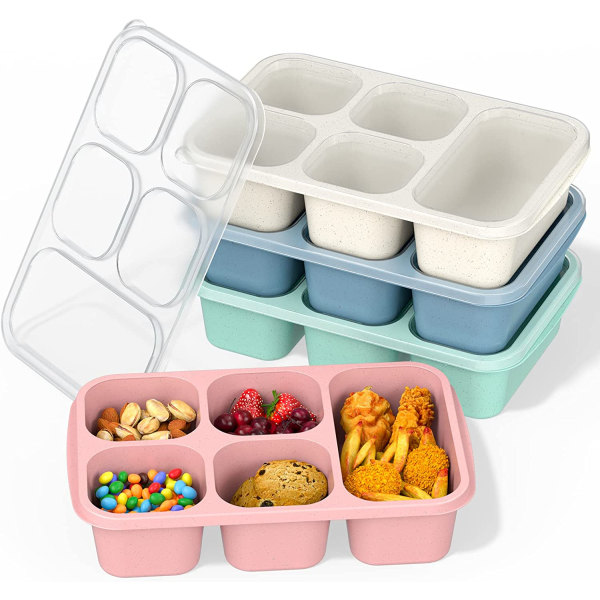 Lunchlåda (4-pack), 5-fack måltidsförberedande behållare, återanvändbar