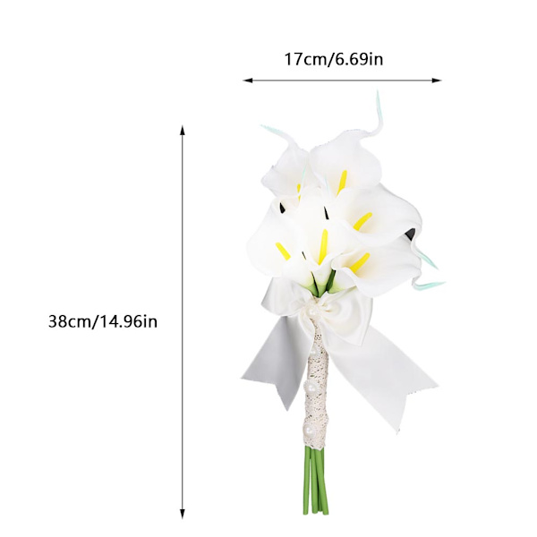 Høj Simulation Calla Lily Brudebuket Bryllup Kunstige Blomster Fest Hjem Dekoration (Hvid)