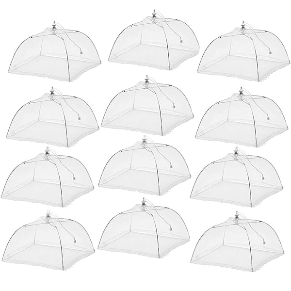 Stort och högt 17x17 popup- mesh matöverdrag Tältparaply för utomhusbruk, skärmtält, fester, picknickar, BBQs, återanvändbart och hopfällbart$matnät