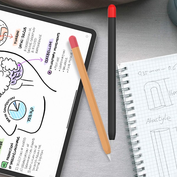 Silikonfodral för Apple Pencil 1:a generationen, pennfodral + tvåfärgat pennlock