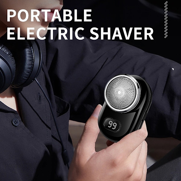 Bærbar Elektrisk Barbermaskin, Mini Elektrisk Barbermaskin for Menn, Oppladbar for Hjem, Bil, Reise