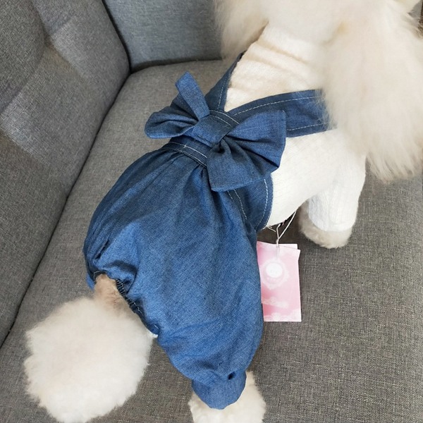 Hundkläder för små hundar pojke flicka vår stickad tröja denimbyxor overaller en del kläder för katter valpar kläder bedårande för medelstora husdjur 4