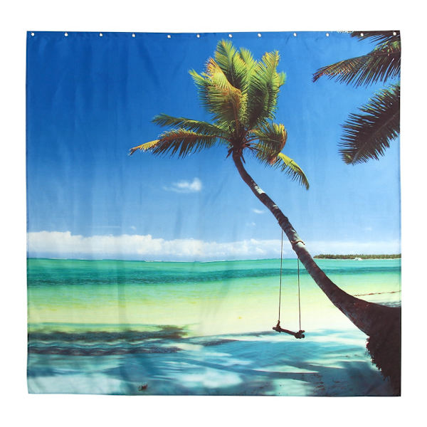 180*180cm 3D Bruseforhæng Havlandskabstryk Polyester Badeværelsesforhæng med Kroge #1