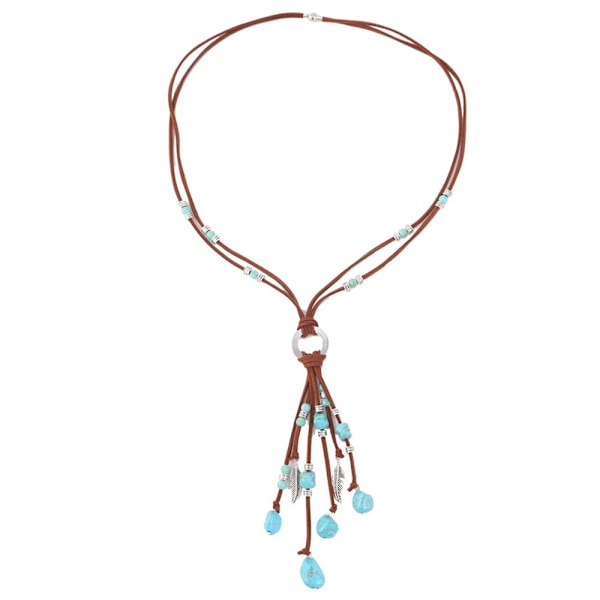 Boheemi pitkä choker turkoosi riipuksella - Seksikäs rock-henkinen käsintehty vintage-kaulakoru naisille