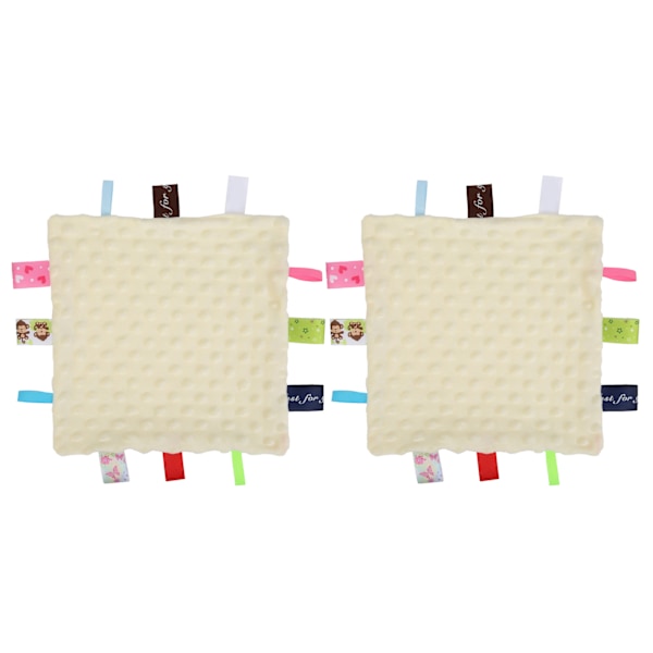 2-pack Säkerhetsfilt för Bebis Mjuk Lugnande Handduk Spädbarn Bebis Tröstande Plysch Handduk Beige