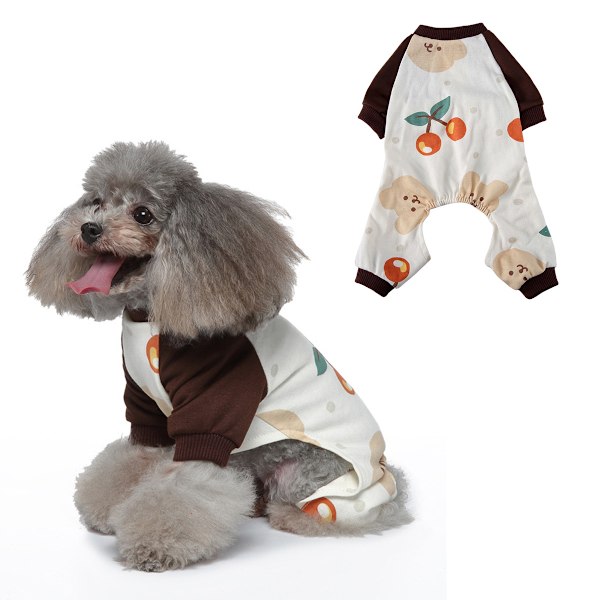 Hundpyjamas för små hundar Mjuk valp Onesie Katt Overall Bekväma husdjurskläder (Kaffebrun)