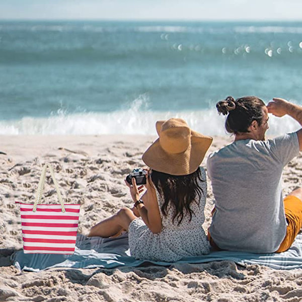 Canvas Vintäsk med Isolerad Vinförvaringsflaska. Strandväska med Kylfack