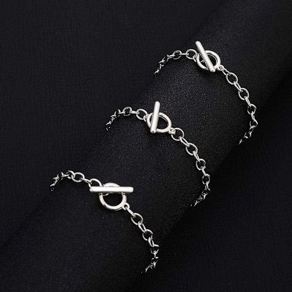 12 stk. Kædearmbånd Legering Metalbelagt Ledarmbåndskæder med OT Toggle Spænder til Mænd Kvinder Charm Minimalistisk Smykker Armbåndsfremstilling