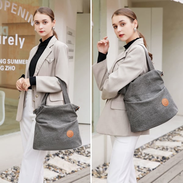 Damen Canvas Handväska, Axelväska, Strandväska, Crossover Bag för Flickor och Kvinnor