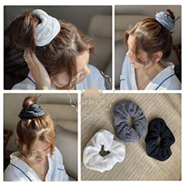 3-pack Hårhandduks-Scrunchies för att torka håret, absorberande tjocka hästsvanshållare för vått hår