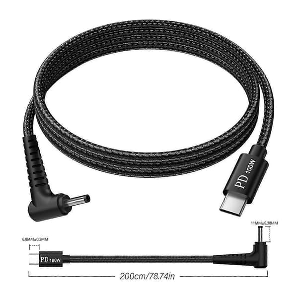 Nylonflettet USB C-kabel PD100W ladekabel for bærbare datamaskiner og elektronikk Lav varmekontroll strømforsyningskabel 3.0x1.1