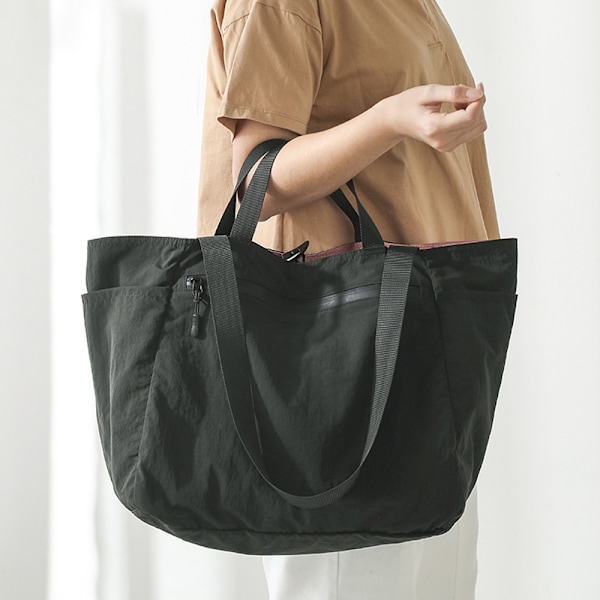 Stor Tote Bag för Kvinnor Arbetsresor - Vikbar Lätt Användbar Axelväska