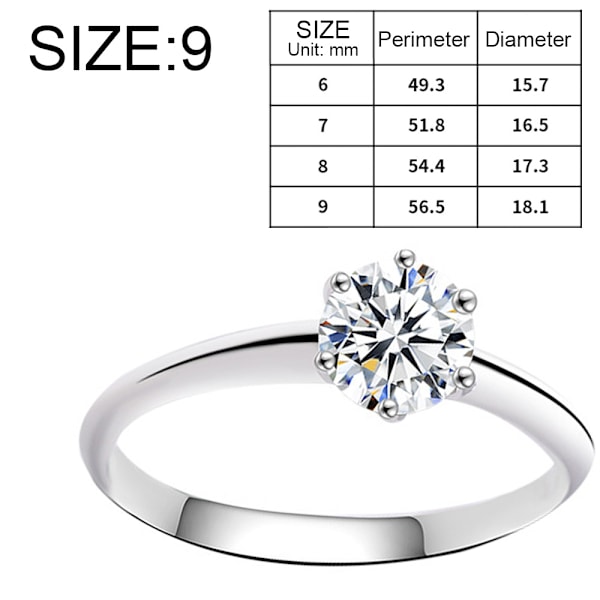 Moissanit Förlovningsring, Klassisk Förlovningsring för Kvinnor, 925 Sterling Silver