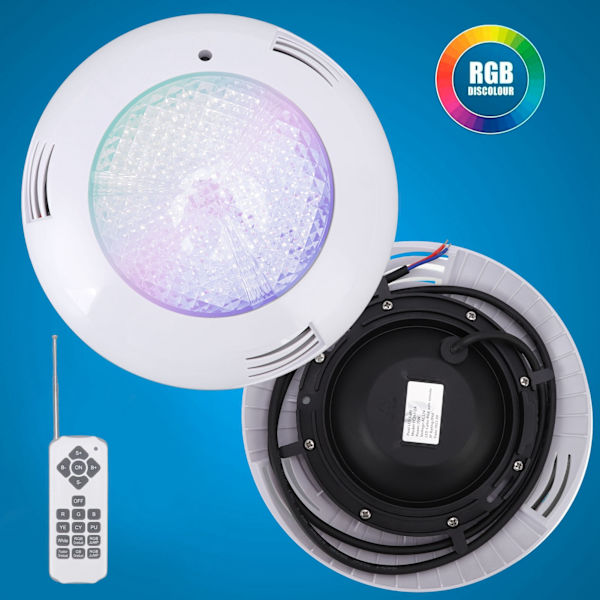 LED-poolbelysning AC12V RGB Fjärrkontroll IP68 Vattentät Hög Transmittans Hållbar ABS PC Akvarium Poolbelysning 25W