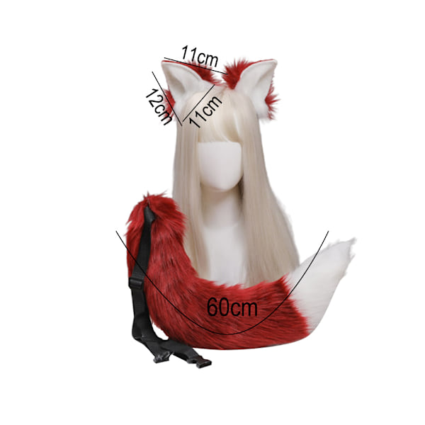 Kattungeöron Varghuvudräv Öron Svans Set Djur Söta Huvudtillbehör för Halloween