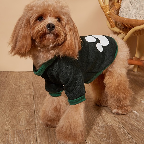 Husdjurströja fleece tryckt husdjurskläder husdjur höst och vinter varma kläder hund tvåbenta kläder
