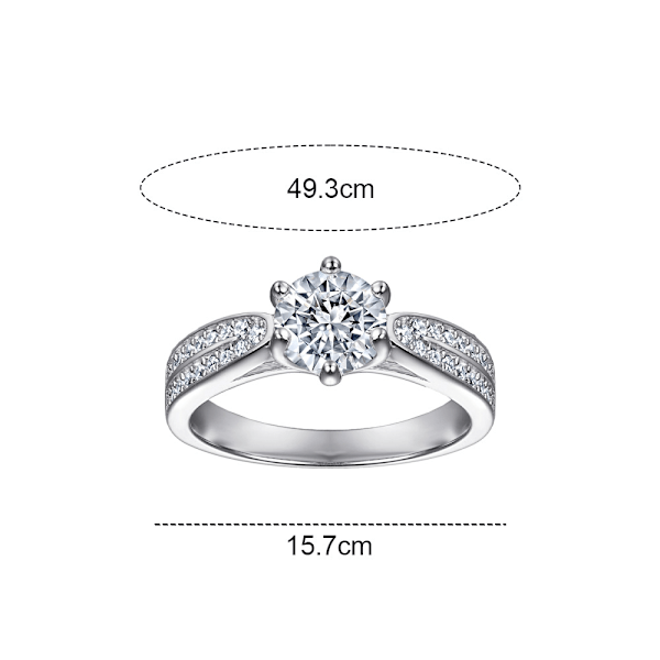 Förlovningsring i Sterling Silver med Kubisk Zirkonia | Utmärkt Snittet, Klarhet & Exklusiv Polering