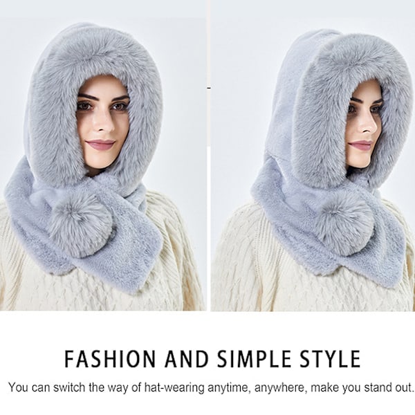 Naisten Yksikokoinen Löysä Fleece-Pipo, Huivi, Mask, Huppu, Balaklava, Lämmin Talvi, Tuulenpitävä, Hiihto, Kallopipo, Vetoketjulla