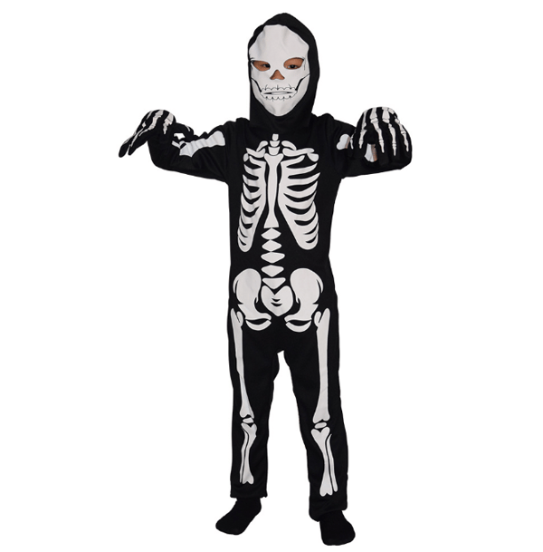 Børneskeletkostume til Halloween-udklædningsfest S