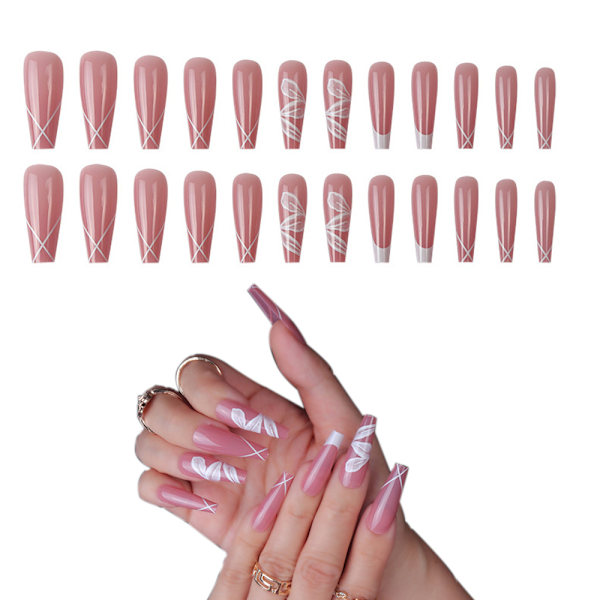 Aftagelige falske negleplader i model, lange negle, Ballet Nail tip, Negleplader (24 stk)