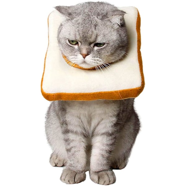 Justerbar katt E-krage, söt toast nackkrage efter operation, sårvårdande skyddskrage bröd operation återhämtning Elizabethan kragar, mjuk kant för