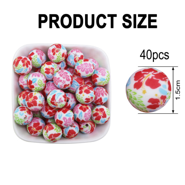 40 Pieces 15 mm Silicone Beads, Keychain Necklace Bracelet