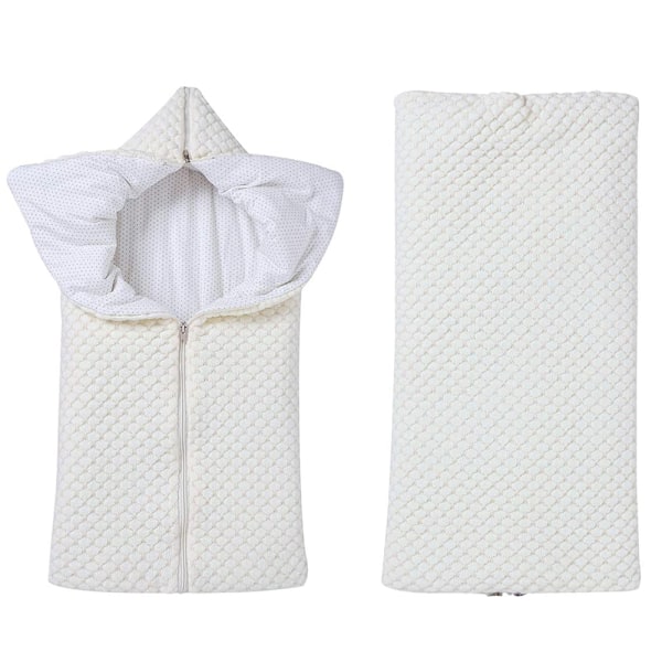 1 stk Baby Swaddle Tæppe Fleeceforet Bærbar Spædbarn Strikket Barnevogn Nap Wrap Plus Bomuld, Nyfødt Tyk Blød Varmt Sovesæk