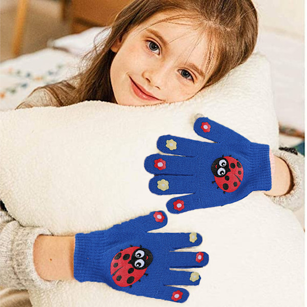 Barnvantar, Vinterstickade Vantar Stretchiga Helfingersvantar Vantar för Pojkar och Flickor