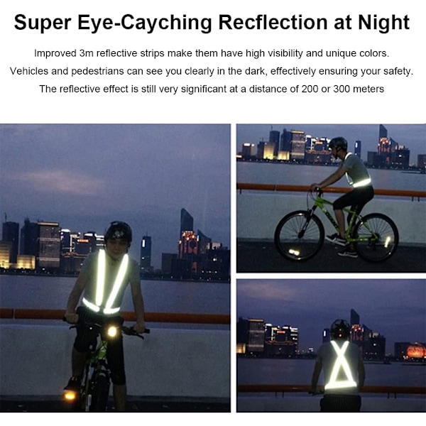 Reflekterande Väst Säkerhetsutrustning Hög Synlighet & Fullt Justerbar med 2 Reflekterande Armband för Löpning Jogging Cykling Promenader på Natten