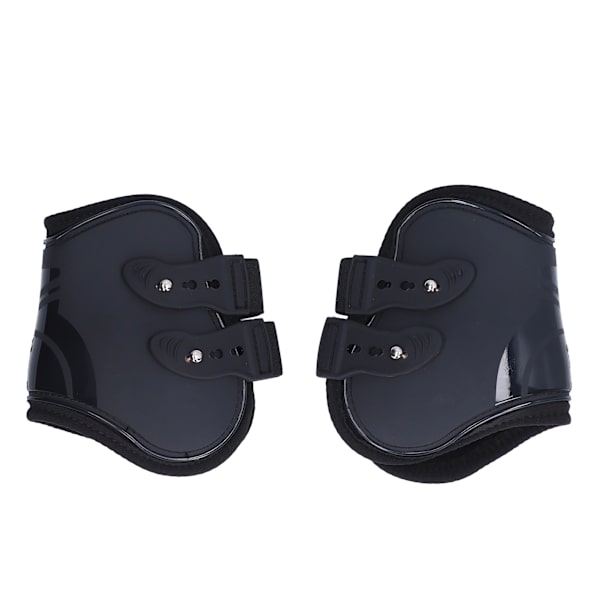 2-pack Häst Senor Boots Set Stabil Justerbar PU Skal Senor Skydd Boots för Hästar Svart Bakben L