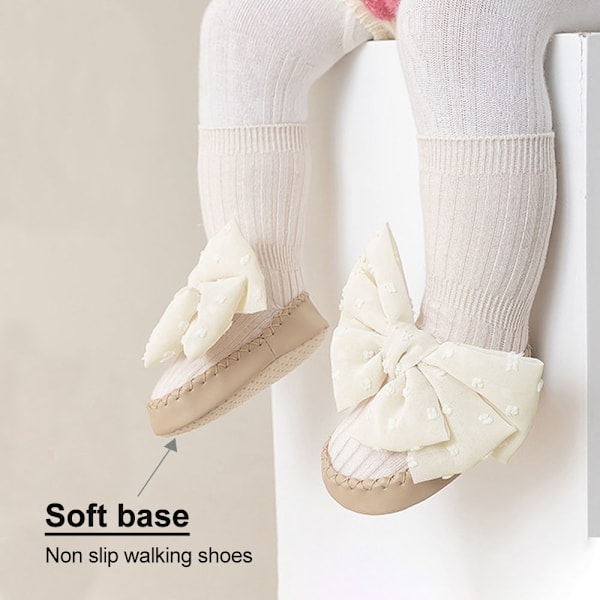 Baby Sportstrumpor med söt rosett 2-pack, halkfria golvstrumpor för spädbarn/bebis/toddler