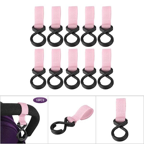 10Pcs/set Stroller Hook Multi Purpose Hooks Hanger for Baby Diaper Bags(Pink)