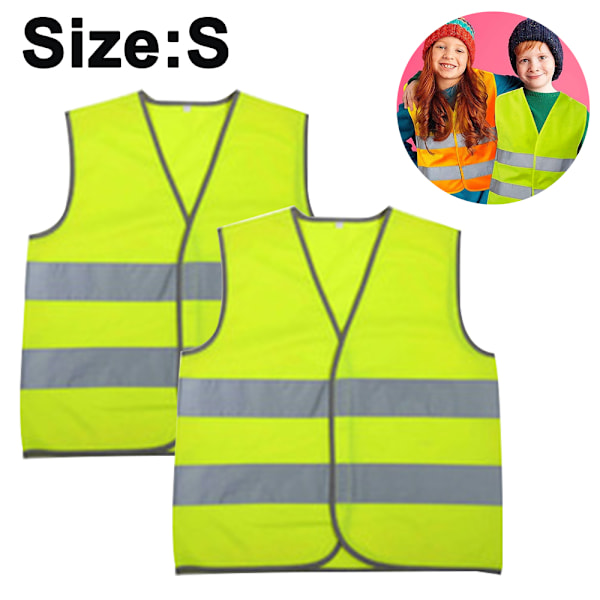 2 stk Sikkerhedsveste Bulkpak - Reflekterende Høj Synlighed, Børn, Mesh