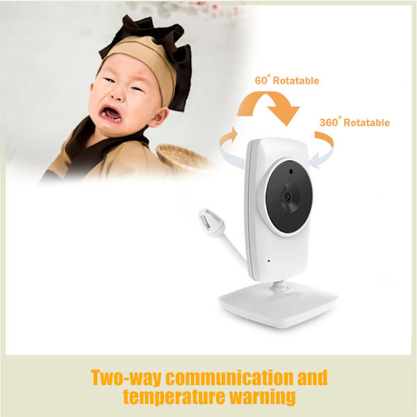 3,2 tommer Digital Trådløs Babyalarm med Musikfunktion Temperaturmonitor Videobabyalarm 100‑240VAU Stik