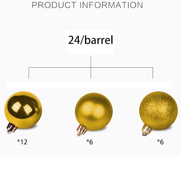 24 stykker 6 cm knusefrie julekulepynt til jul