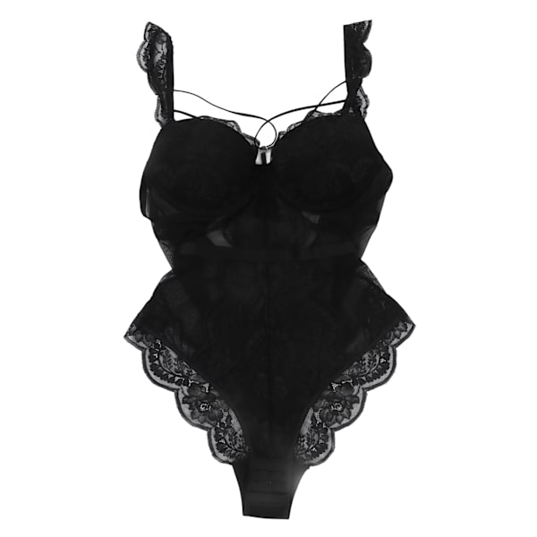 Blondering Bodystocking Blød Strækbar Dyb V Stilfuld Kvinder Enkelt Stykke Underundertøj til Bryllupsnat Bryllupsrejse Sort 75C