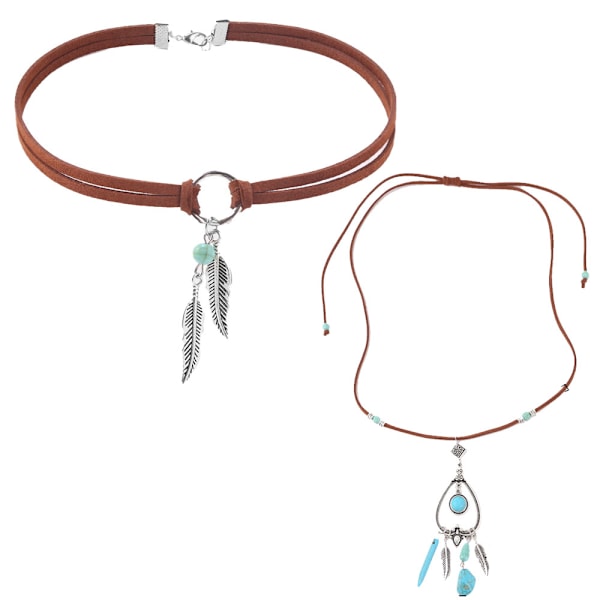 Kvindens Halskæde Vintage Lang Choker med Turkis Vedhæng Sexy Rock Halskæde Til Kvinder