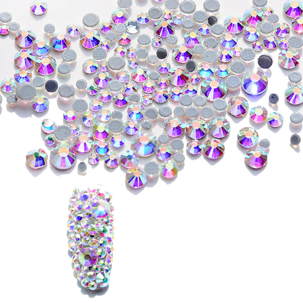 3000 Stykker Krystal Negle Rhinestones Runde Perler Flatback Glas Charms Ædelstene Stene