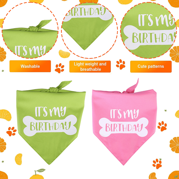 2 st hundfödelsedagsbandana, triangulära hundbandanas festtillbehör hundbandanas pojke flicka hundfödelsedagspresent, 70*48*48cm