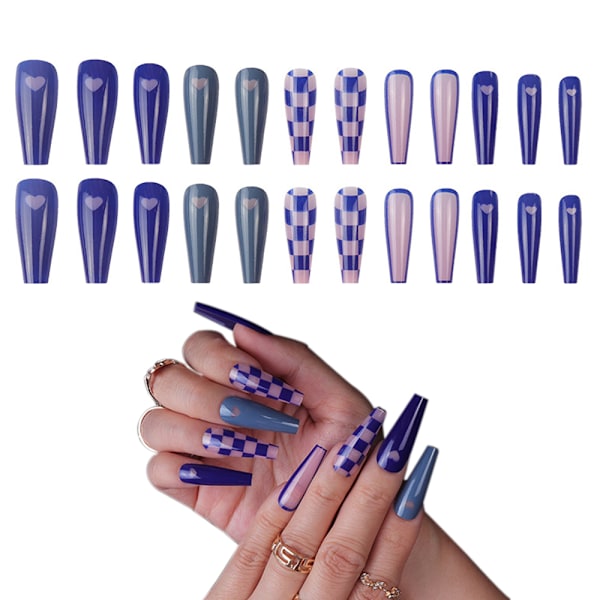 Aftagelige falske negleplader i model, lange negle, Ballet Nail tip, Negleplader (24 stk)