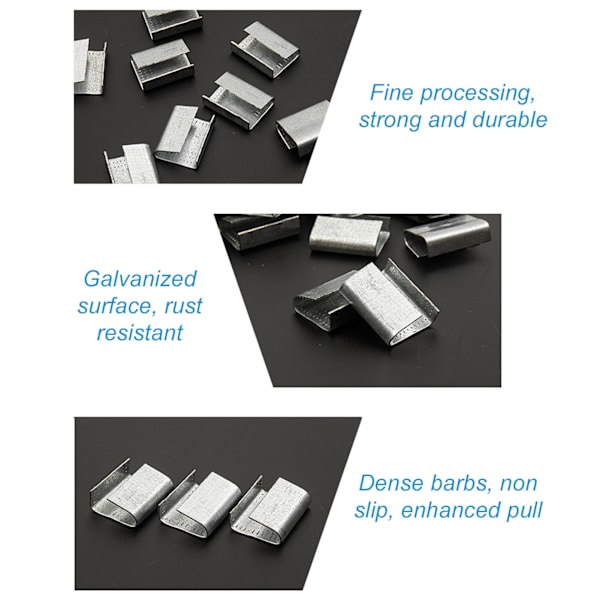 Metallspänne för spännband Galvaniserat stål Förpackningsöppningar för 16 mm plast PET-band